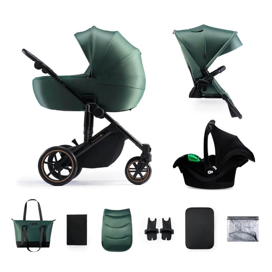 Kinderkraft 3-in-1 Mink Pro Prime 2 Travel System with Car Seat - Dark Green