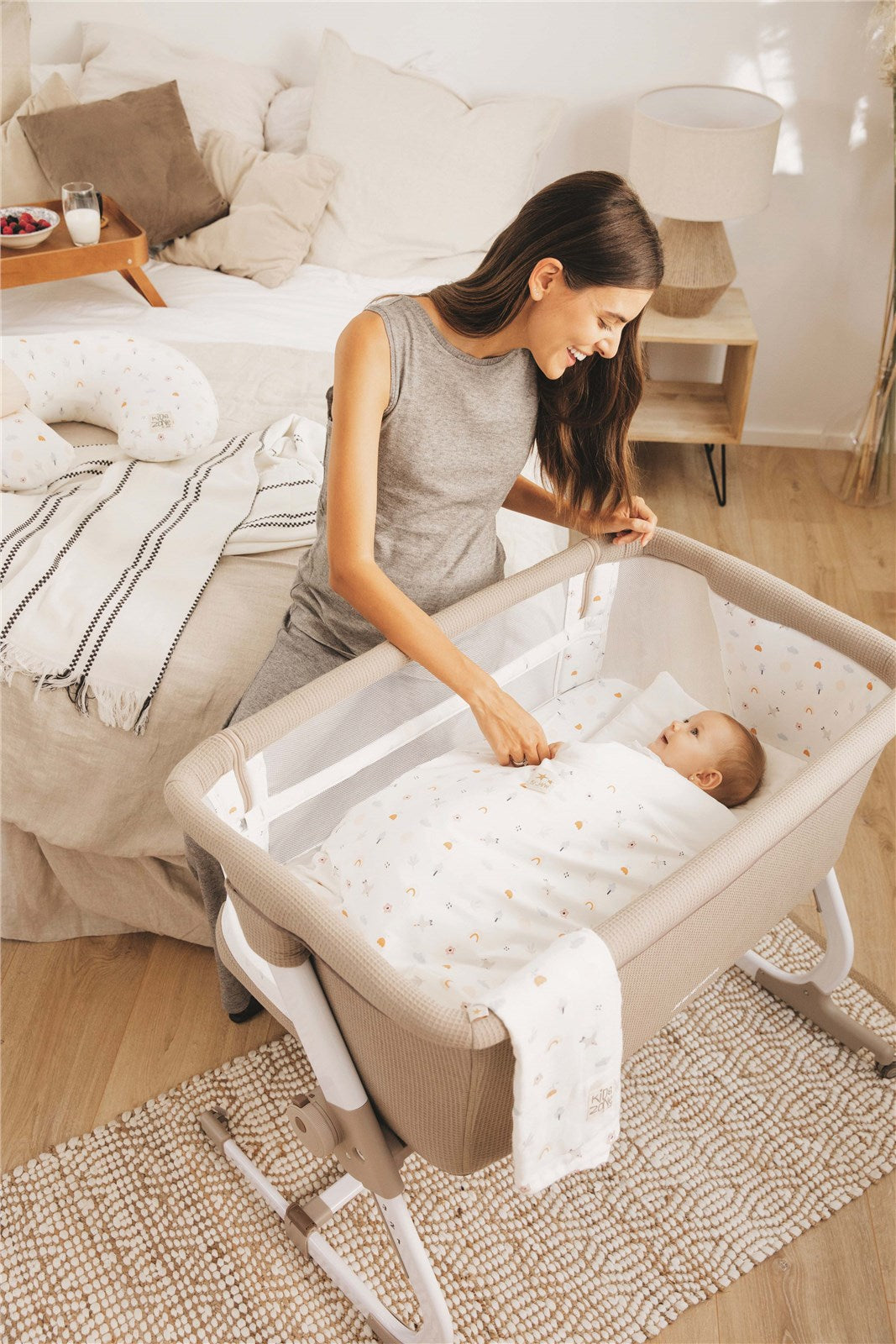 Jane Baby Side Crib + 4 Piece Bedding Set & Safety Mattress, Special Nature Edition