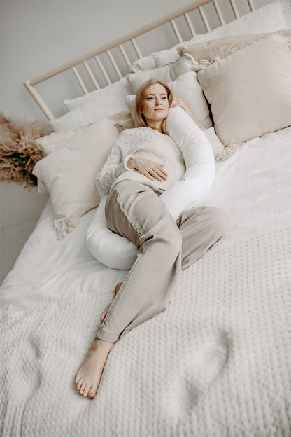 Noordi 2in1 Deluxe Baby Nest & Maternity Pillow with Silver-Ion Cotton, White
