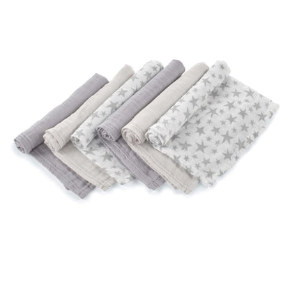 Bamboo Muslin Cloths For Baby 35 x 35 cm (6-Pack), Star