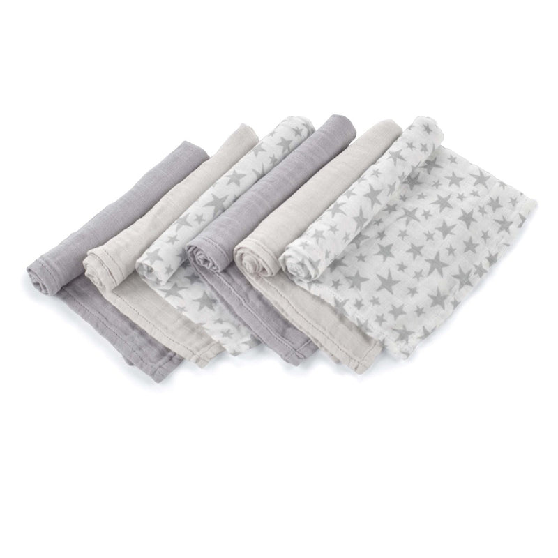Bamboo Muslin Cloths For Baby 35 x 35 cm (6-Pack), Star