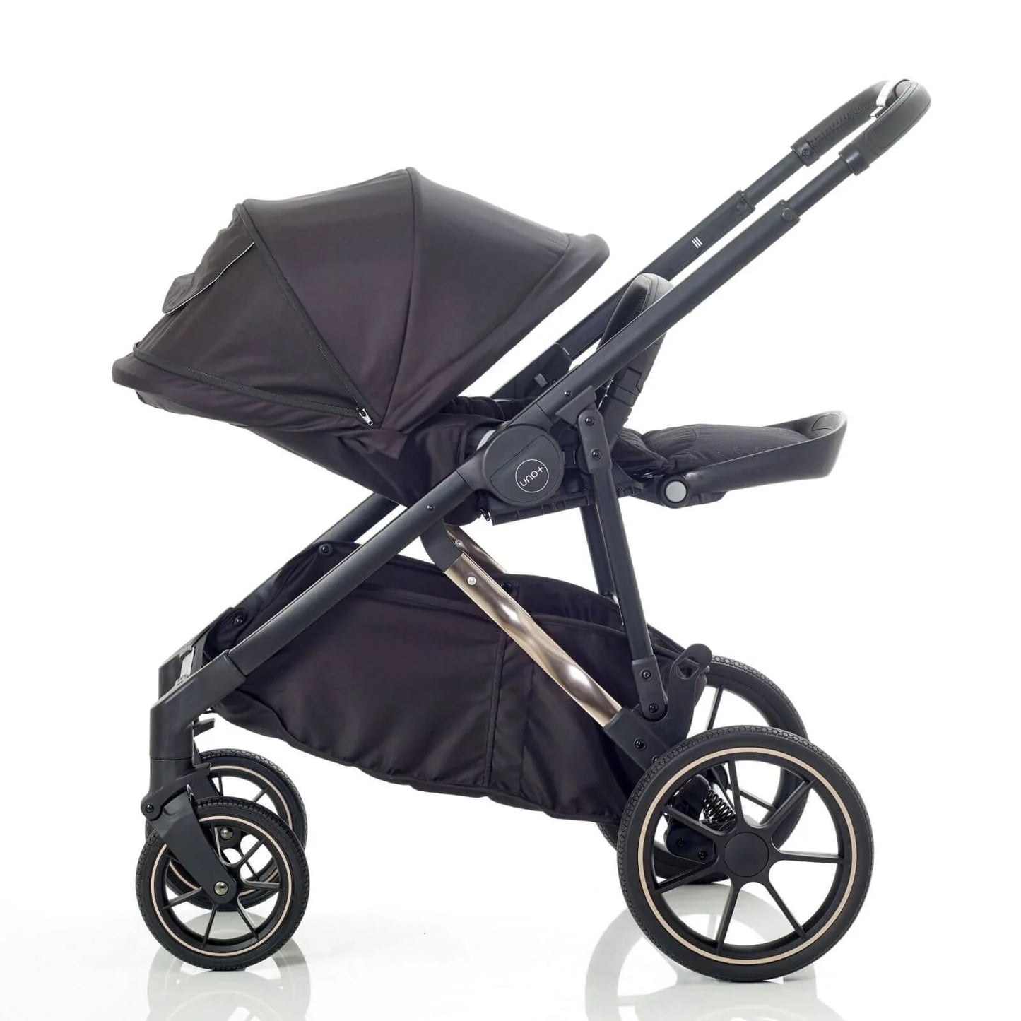 Mee-Go Uno Plus 2-in-1 Pushchair & Pram - Black/Rose
