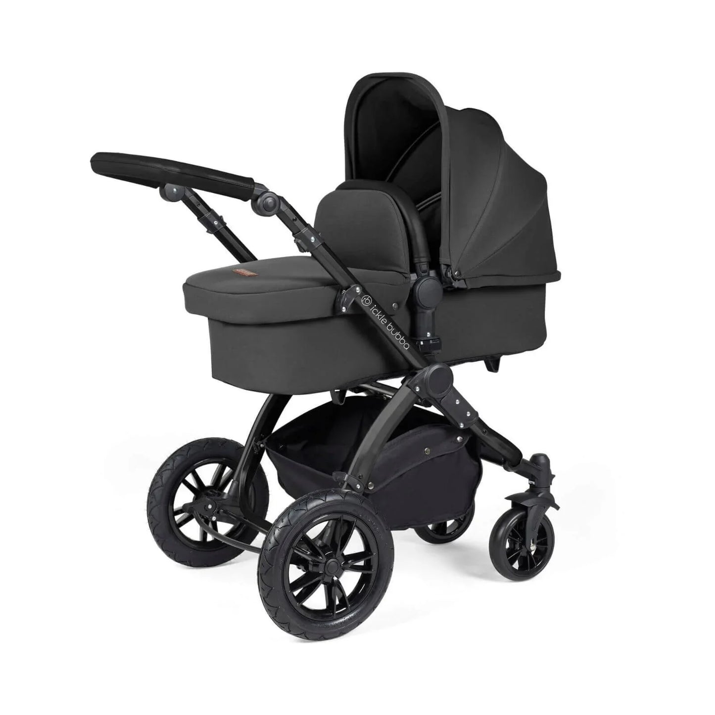 Ickle Bubba Stomp Luxe 2-in-1 Pushchair & Carrycot - Black/Charcoal Grey/Black