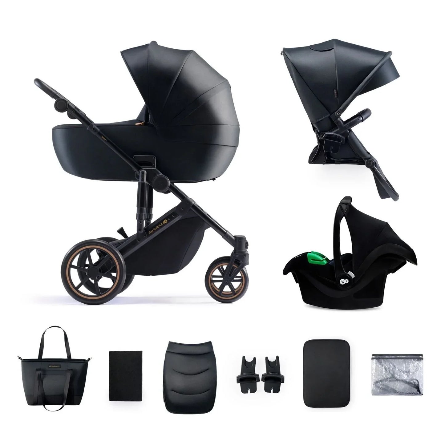 Kinderkraft 3-in-1 Mink Pro Prime 2 Travel System with Car Seat - Venezian Black