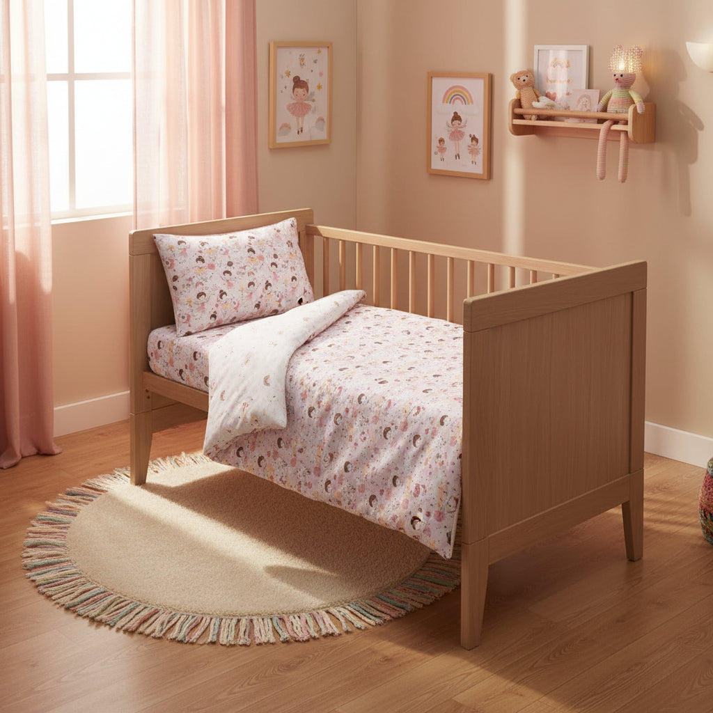 Fairy Organic Cotton Toddler 3 Piece All-in-One 4.0 Tog Quilt Bedding Set with Bumper