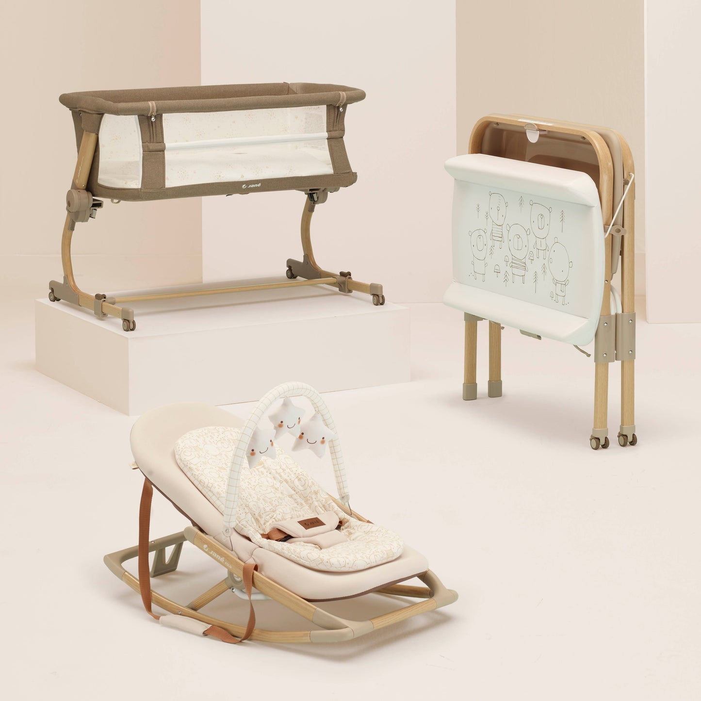 Jane Baby Side Crib + 4 Piece Bedding Set & Safety Mattress, Special Nature Edition