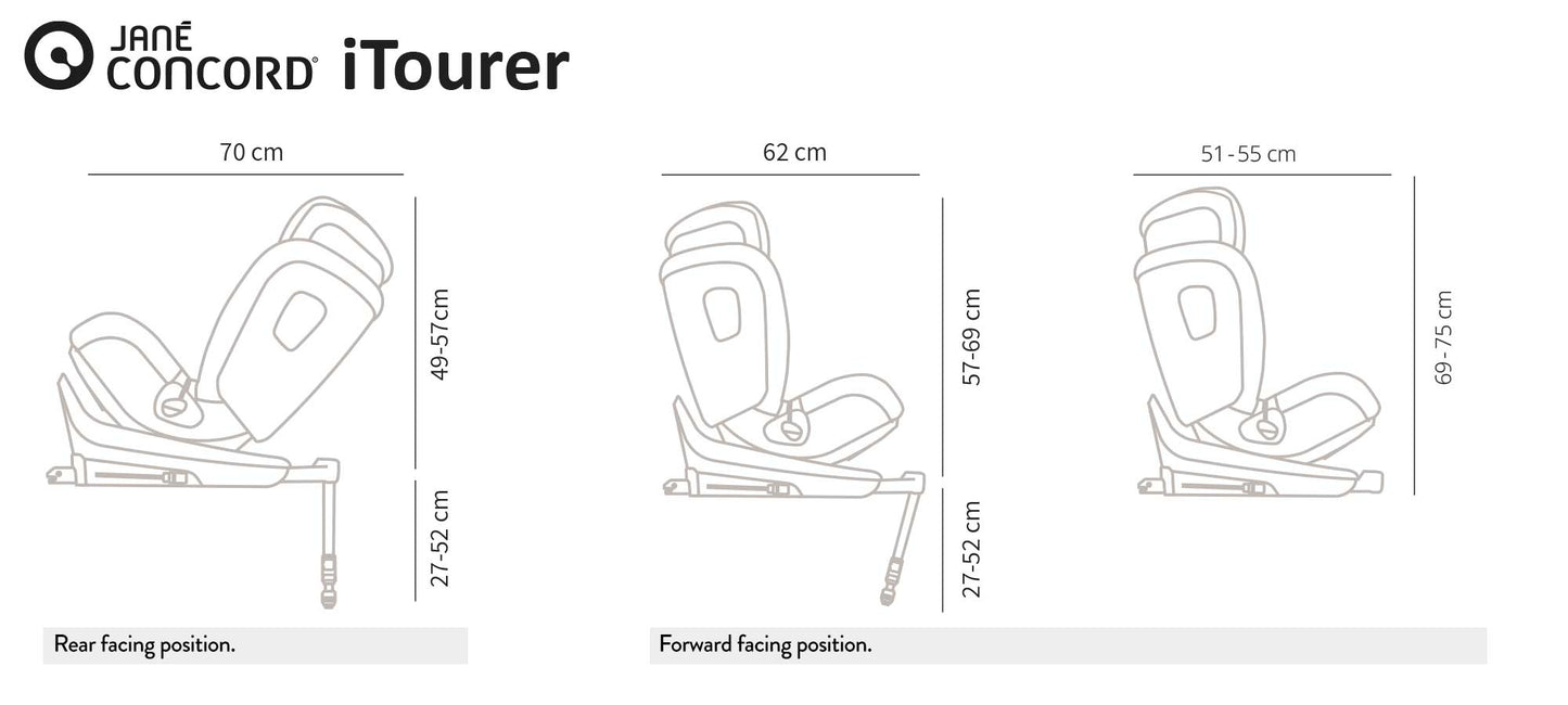 Jane iTourer Rotating i-Size ERF Car Seat, 40-125cm, 0-7 Years
