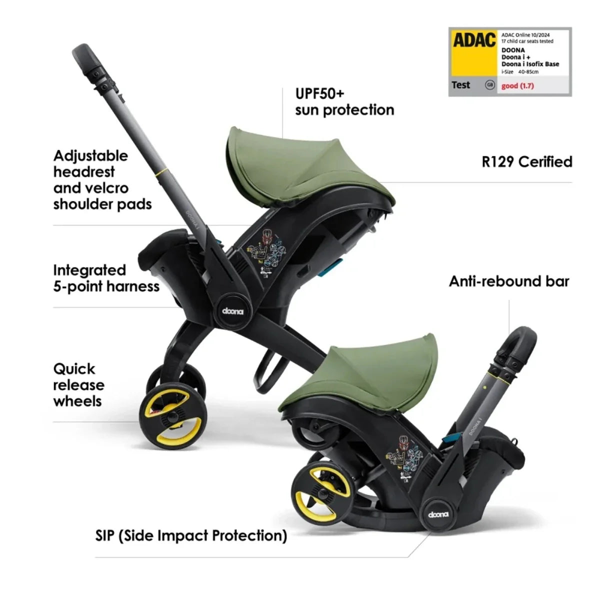 Doona i Infant Car Seat & Stroller - Desert Green