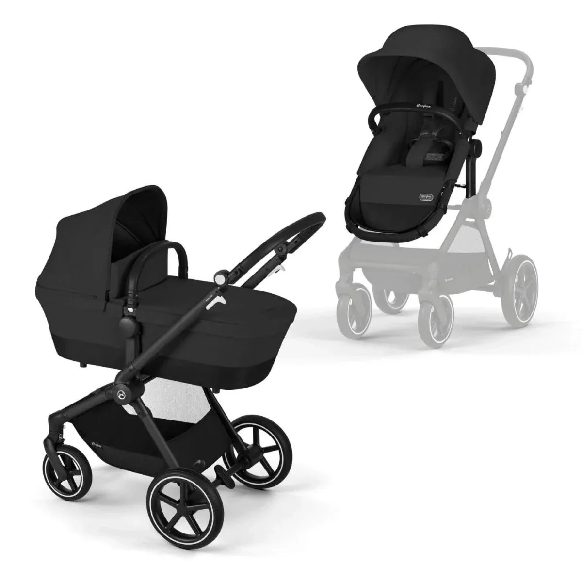 Cybex EOS Lux Silver 2-in-1 Pushchair - Moon Black