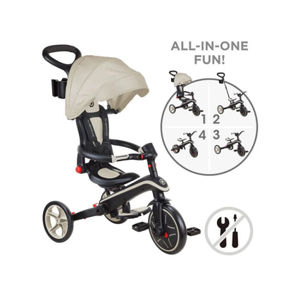Globber Explorer Trike 4-in-1 Foldable - Taupe