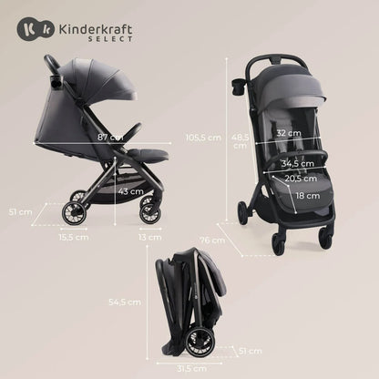 Kinderkraft Nubi 2 Auto-Folding Pushchair - Cloudy Grey