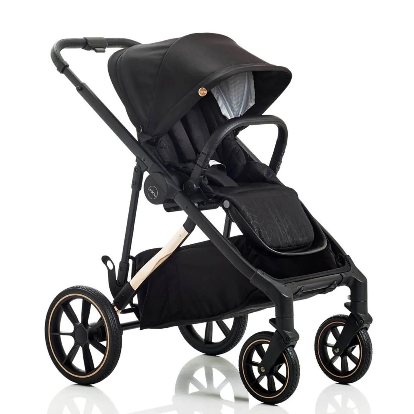 Mee-Go Uno Plus 2-in-1 Pushchair & Pram - Black/Rose