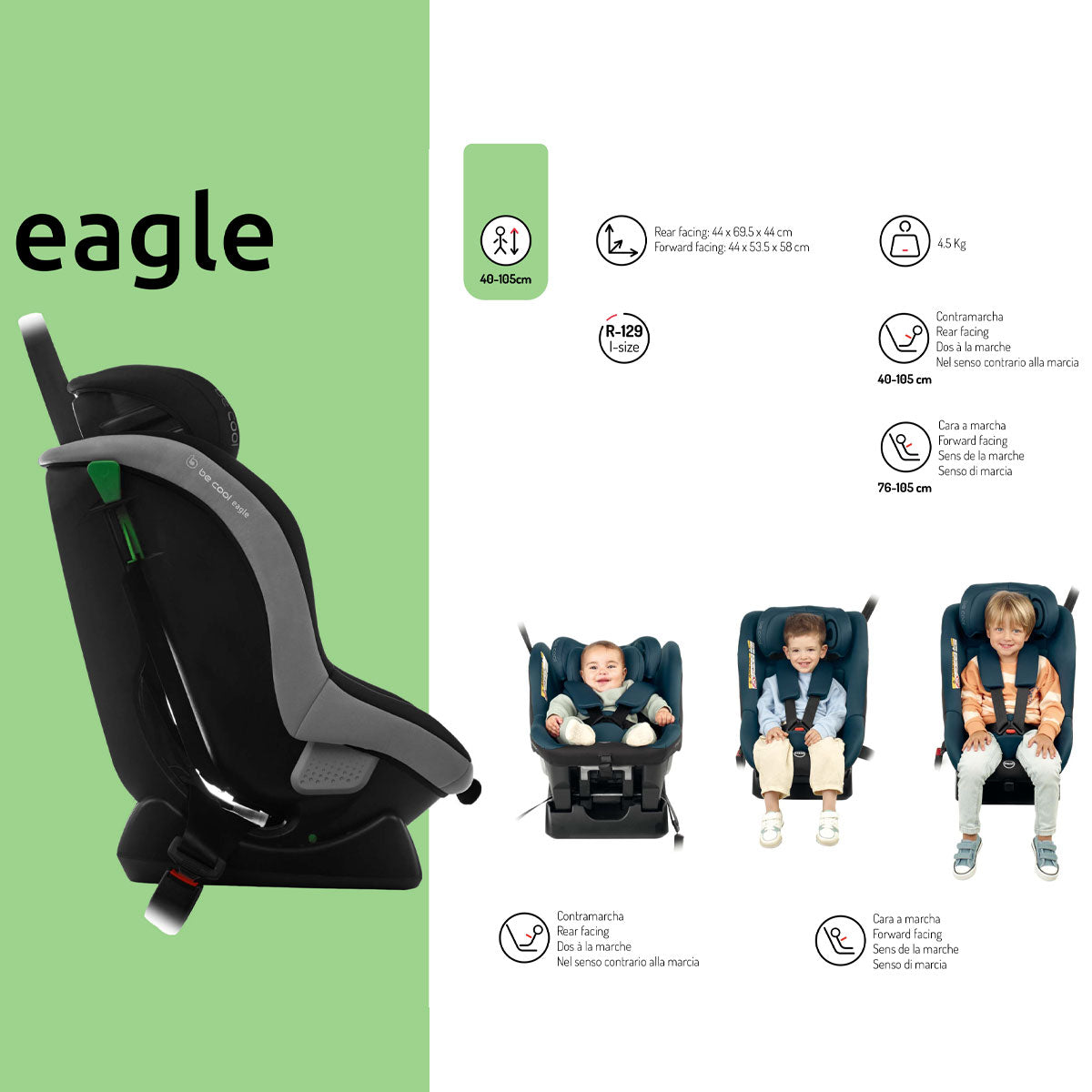 Be Cool Eagle i-Size Car Seat, 40–105 cm 0–4 Years