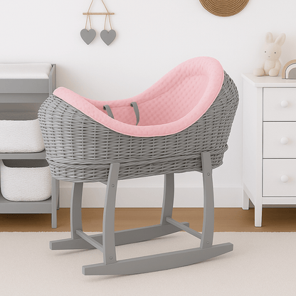 Wicker Deluxe Pod Baby Moses Basket With Stand