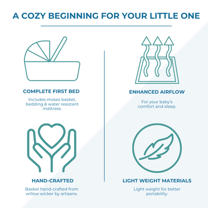 Wicker Pod Baby Deluxe Moses Basket-No stand included